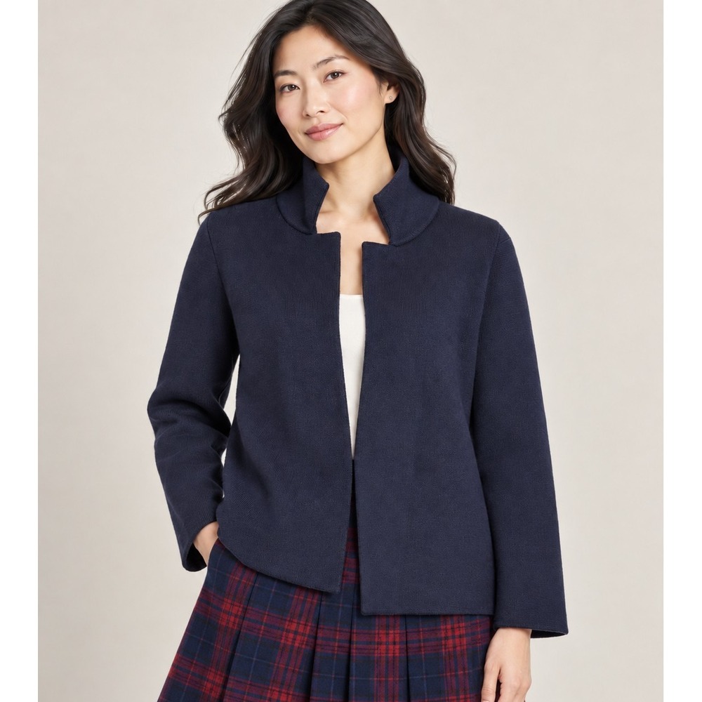 Anthropologie Moth Amoruso Cardigan Jacket M Navy Red Colorblock Sweater Coat M